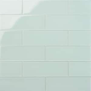 Contempo Seafoam 4 in. x .31 in. Polished Glass Tile Sample