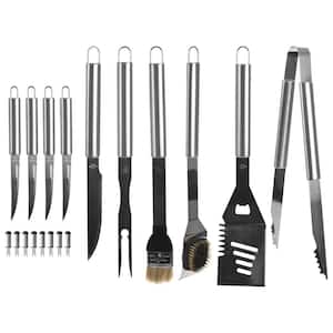 Deluxe 21-Piece Heavy-Duty Stainless-Steel BBQ Tool Set
