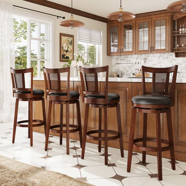 Costway Vintage Swivel Bar Stools 30 in. Bistro Upholstered Dining