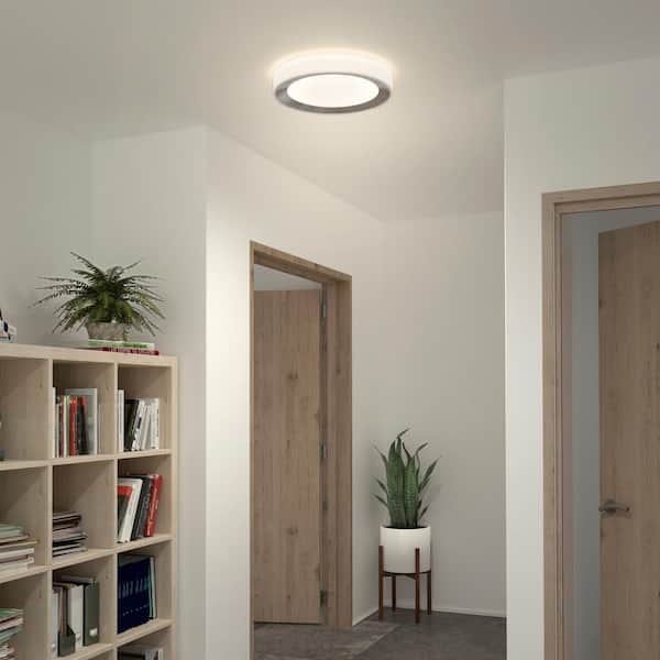 Artika Cooper 13 in. 1-Light Modern White & Chrome Integrated LED 3 CCT Flush Mount Ceiling Light for Kitchen or Bedroom