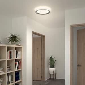 Cooper 13 in. 1-Light Modern White & Chrome Integrated LED 3 CCT Flush Mount Ceiling Light for Kitchen or Bedroom