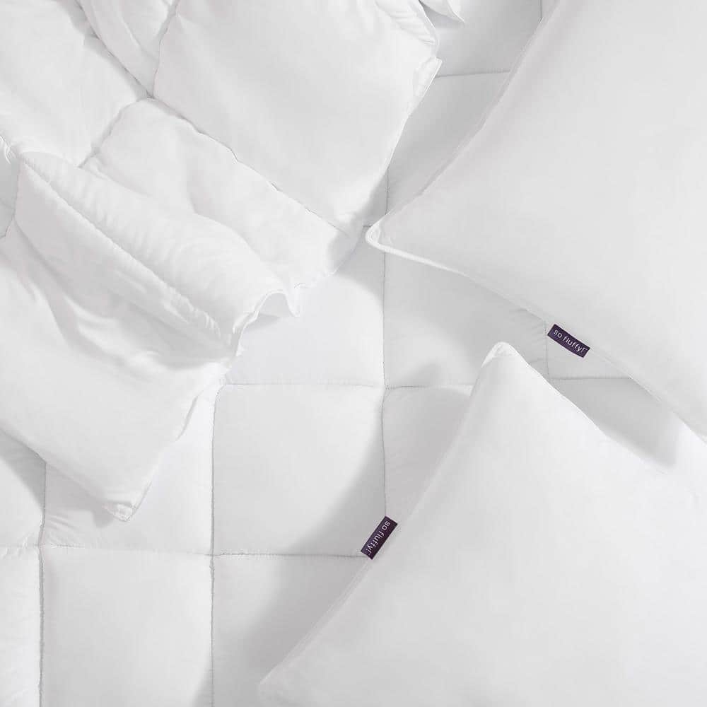 Jumbo White Hypoallergenic Polyester Throw Pillow Set