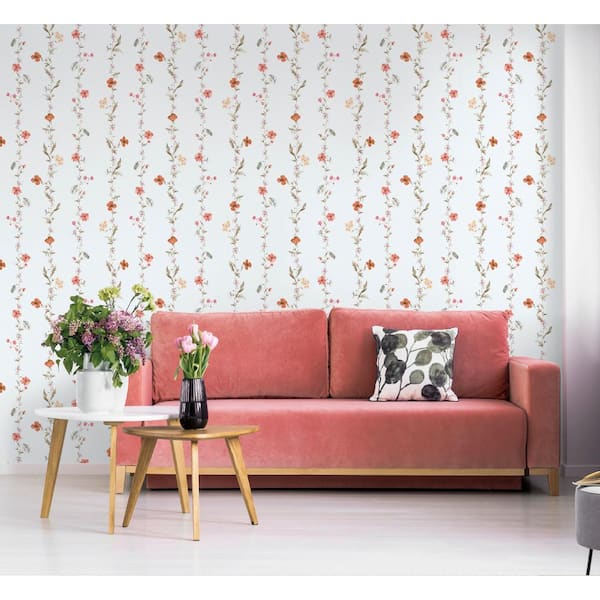 Spring Blossom Collection Vertical Floral Garden Multi-Colored Matte Finish  Non-Pasted Non-Woven Paper Wallpaper Roll 1902-4 - The Home Depot