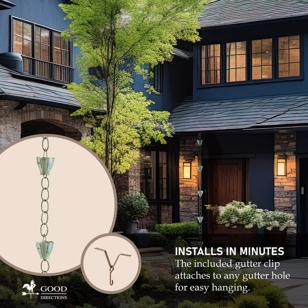 8.5ft Blue Verde Copper Crocus Rain Chain