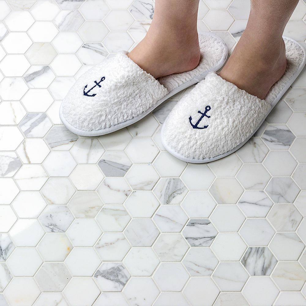 Hexagon White and Gray Marble Mosaic Tile Sheet