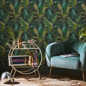 Leaf It Out Midnight Matte Non Woven Removable Paste the Wall Wallpaper