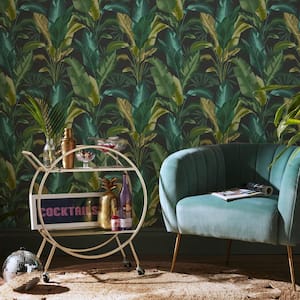 Leaf It Out Midnight Matte Non Woven Removable Paste The Wall Wallpaper Sample