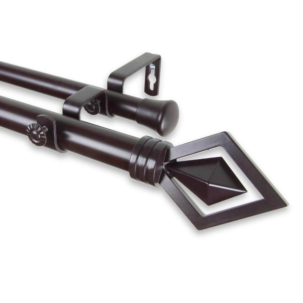 28 in. - 48 in. Telescoping 1 in. Double Curtain Rod Kit in Mahogany with Lenore Finial price history on PriceWatchPro
