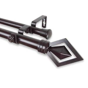 66 in. - 120 in. Telescoping 1 in. Double Curtain Rod Kit in Mahogany with Lenore Finial