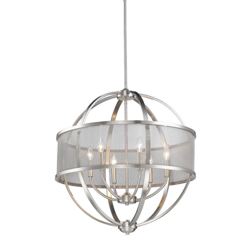 Contemporary Silver 6-Light Industrial-Chic Chandelier