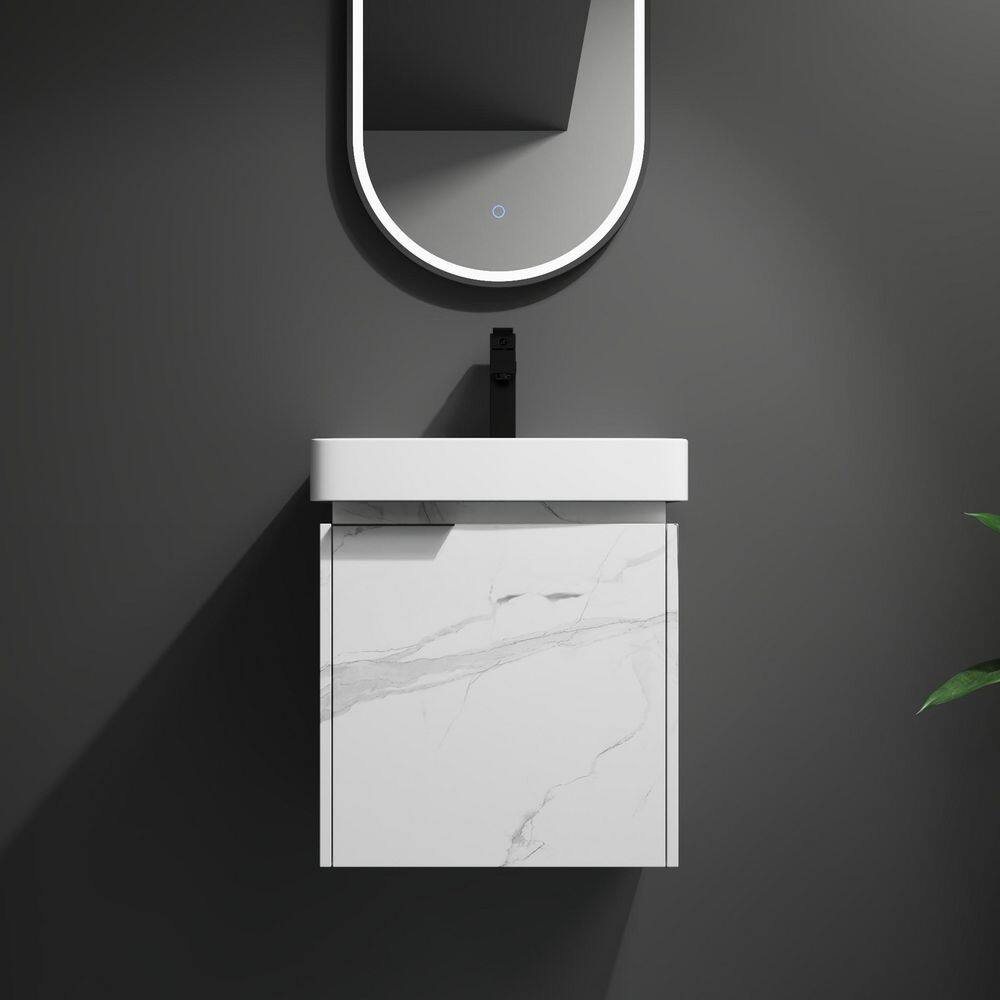 20 in. Single Sink Floating White Bath Vanity with White Ceramic Top, Black Metal Handle price history on PriceWatchPro
