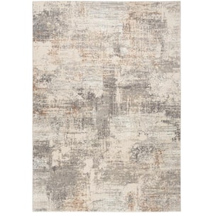 Eco-Friendly Beige Grey 6 ft. x 9 ft. Abstract Contemporary Area Rug