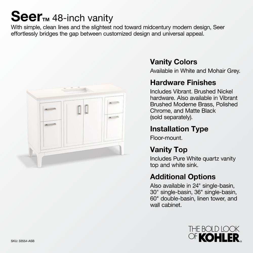 Seer 48" Mohair Gray Single Sink Freestanding Vanity with Quartz Top