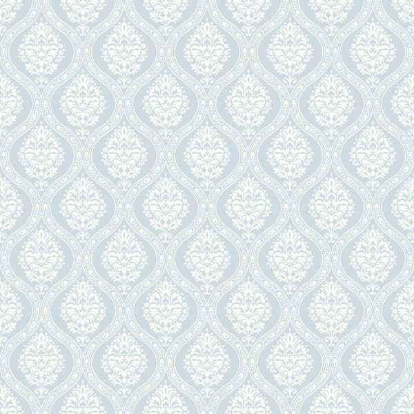 York Wallcoverings 56 sq ft. Blue Petite Ogee Pre-Pasted Wallpaper