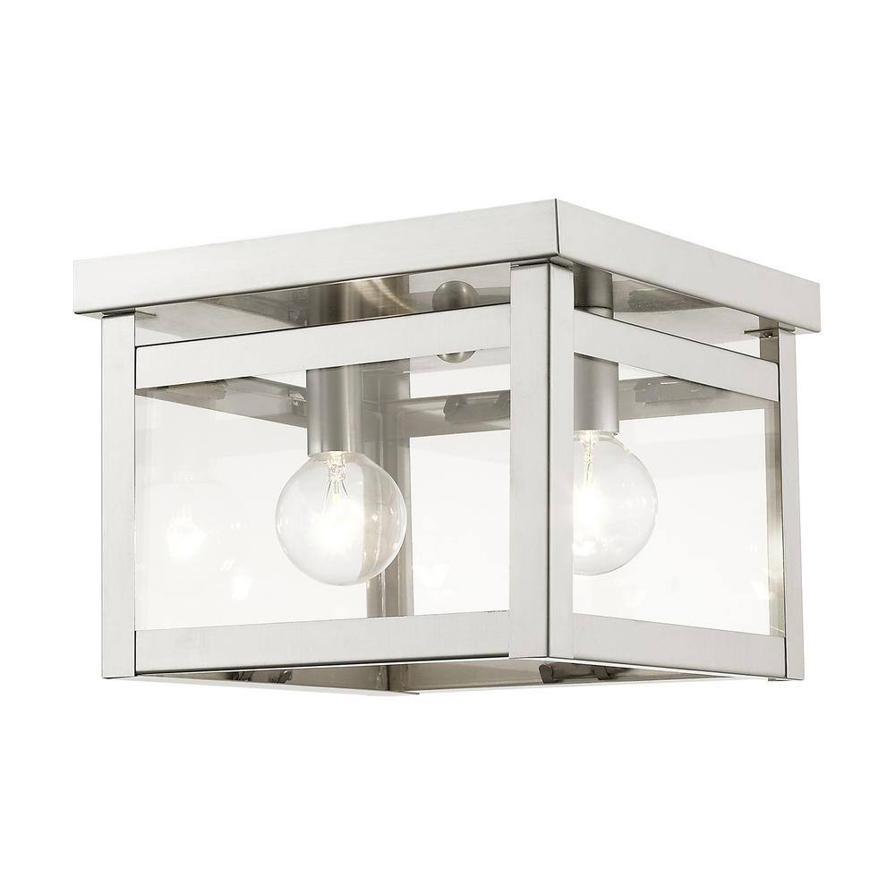 Milford Transitional Clear Glass Dual LED Ceiling Light in Brushed Nickel