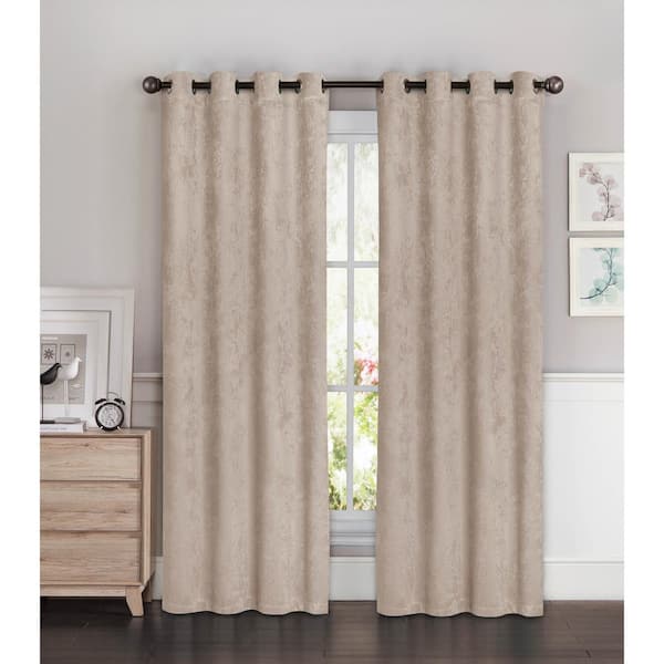 Bella Luna Taupe Faux Silk Extra Wide Grommet Room Darkening Curtain - 54 in. W x 96 in. L (Set of 2)