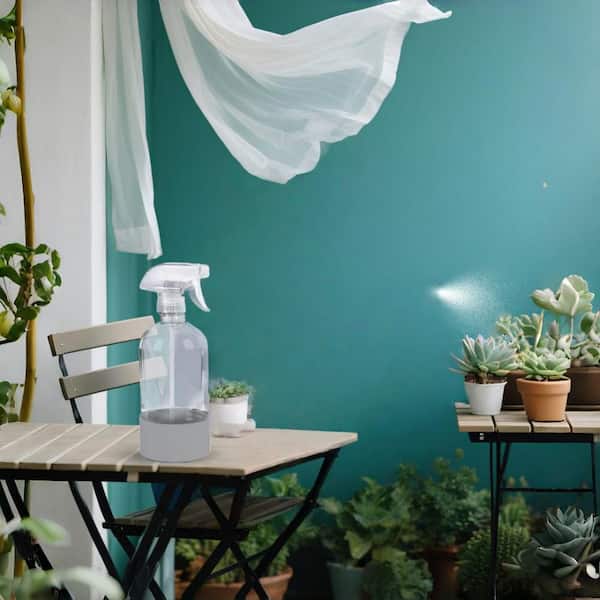 16 oz. Glass Spray Bottles with Silicone Sleeve for Kitchen, Hair, Cleaning Solutions and Plants, White (2-Pack)