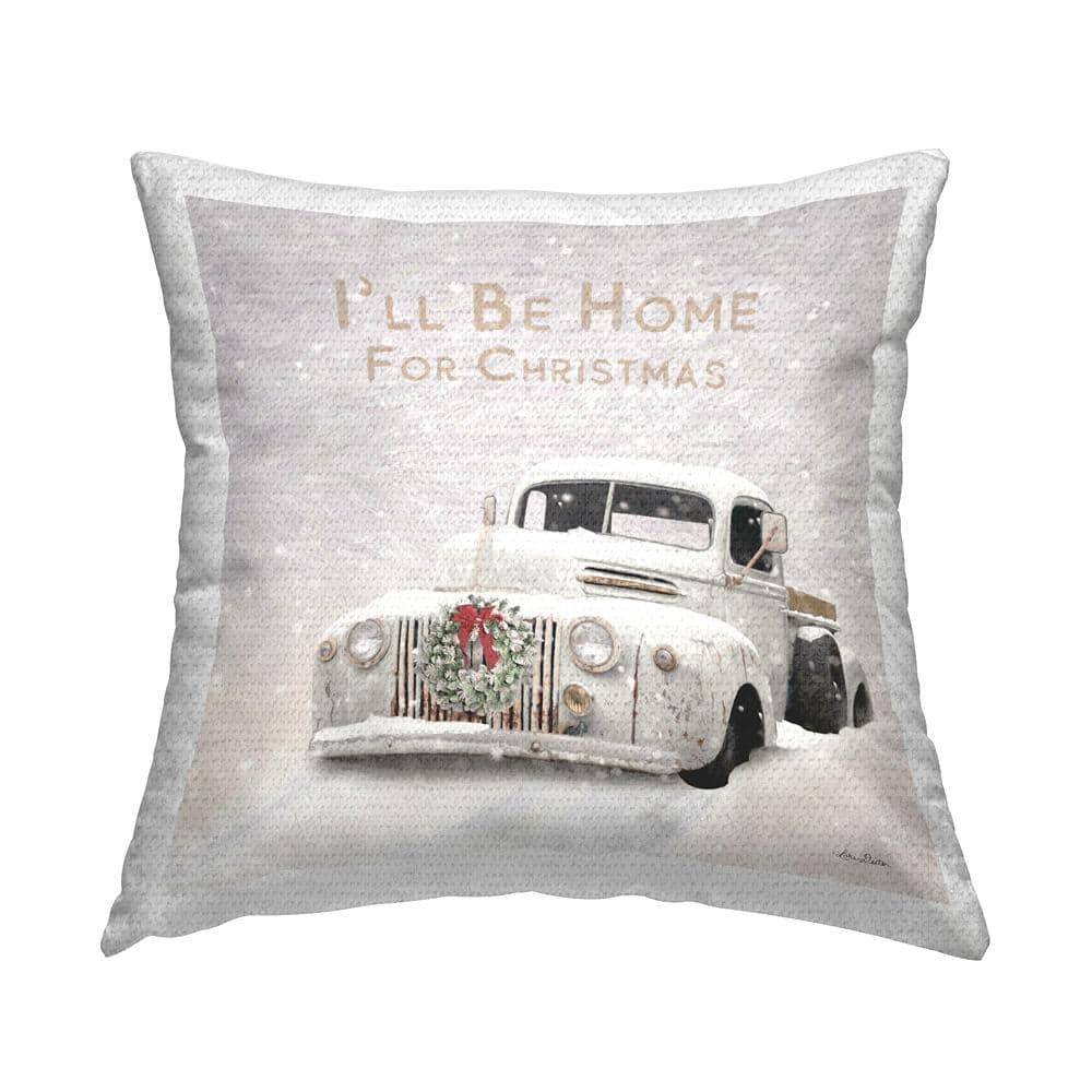 I'll Be Home For Christmas Scene Off-White Square Outdoor Throw Pillow price history on PriceWatchPro
