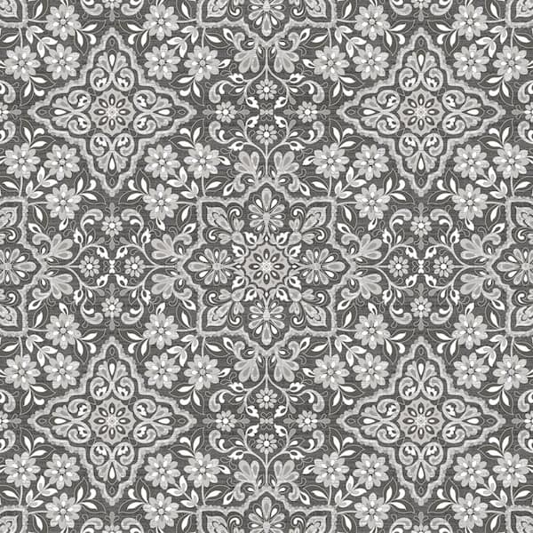 Floral Tile Vinyl Roll Wallpaper (Covers 55 sq. ft.)