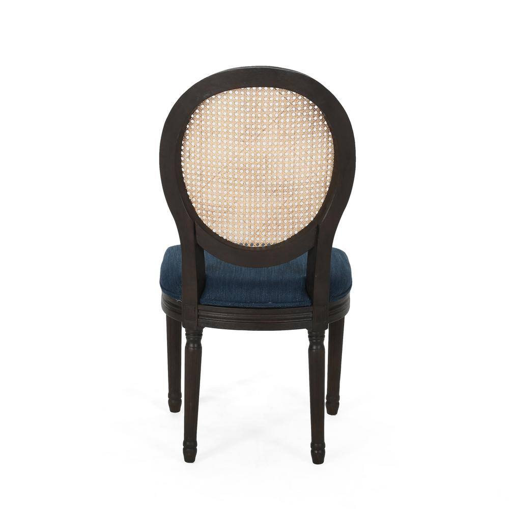 Elegant Navy Blue High-Back Wooden Side Chair Set of 2