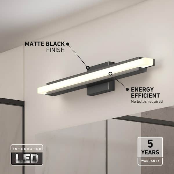 Artika Ophelia 27 in. 1-Light Matte Black 5CCT Integrated LED Wall