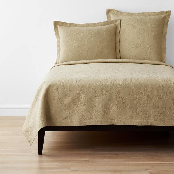 The Company Store Putnam Matelasse Wheat Cotton Full Coverlet