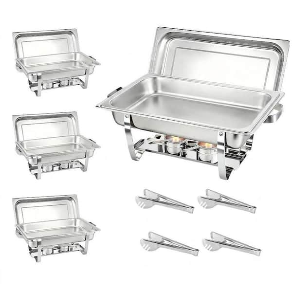 9 qt. Stainless Steel Chafing Dish Buffet Set 4-Pack, Rolled Edges Food Warmer for Parties Weddings Unit