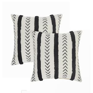 Anderson Natural/Black Chevron Cotton 20 in. x 20 in. Throw Pillow (Set of 2)