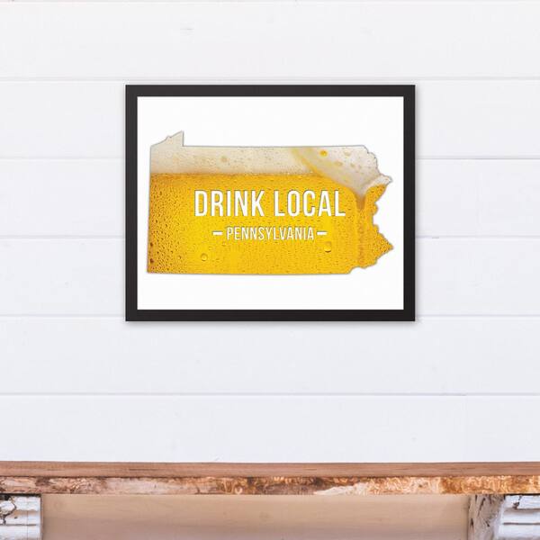 DESIGNS DIRECT 20 in. x 16 in. "Pennsylvania Drink Local Beer  " Printed Framed Canvas Wall Art