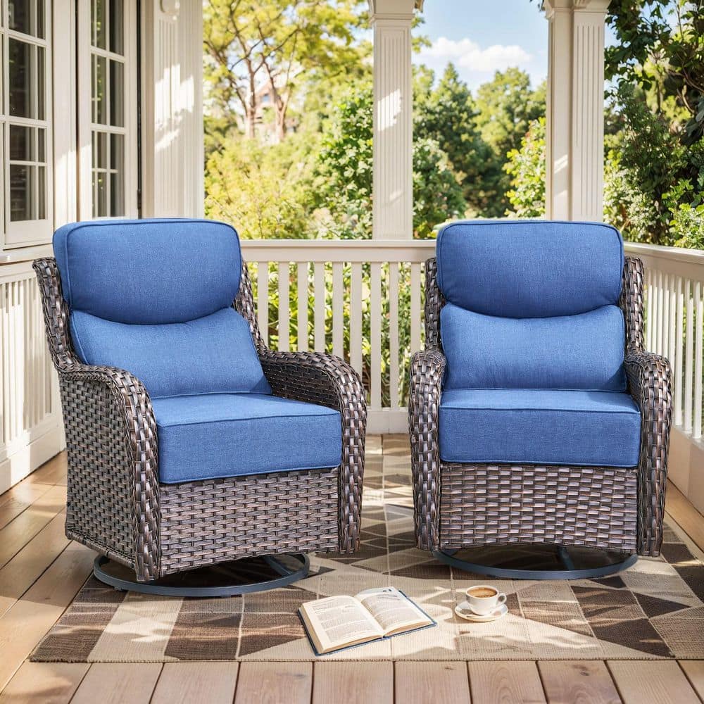 moosprr MoonLuxe Brown Swivel Glider Wicker Outdoor Rocking