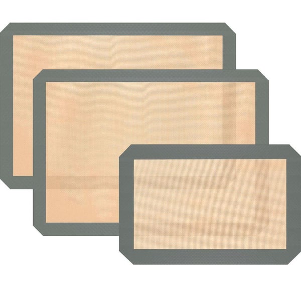 Food Grade Silicone Nonstick Baking Mat Set with Even Heating and Easy Cleaning, Oven Safe, 3 Pack