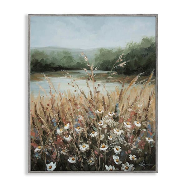 Wild Blooms by Marsh by Lindsay Kivi Fine Art Gray Framed Nature Giclee Art Print 20 in. x 16 in.