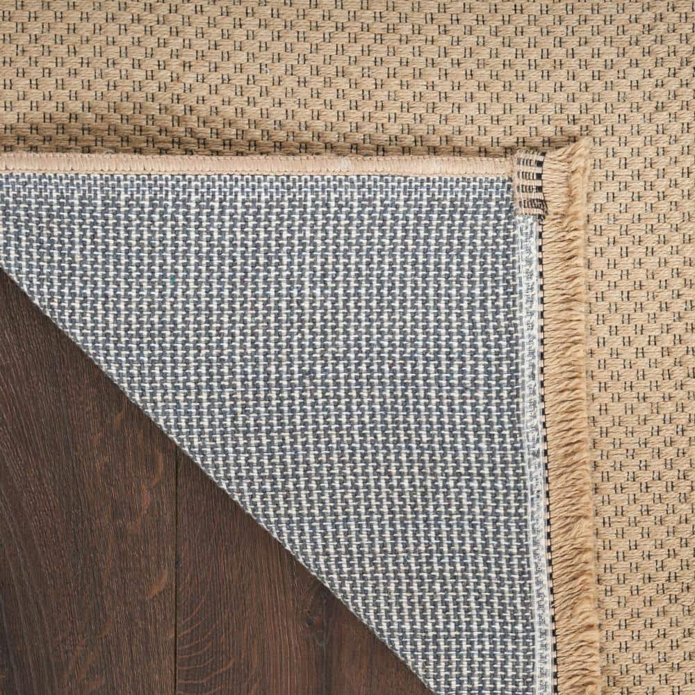 Natural Beige Flat Woven Geometric 5'3" x 7'3" Washable Rug