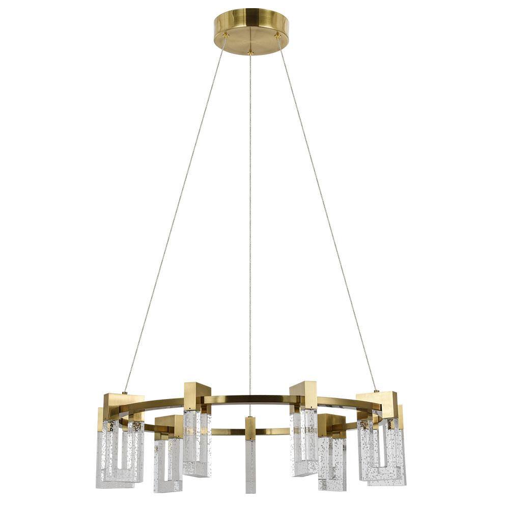 Sorrento Antique Brass 27" Integrated LED Circular Chandelier with Crystal Accents