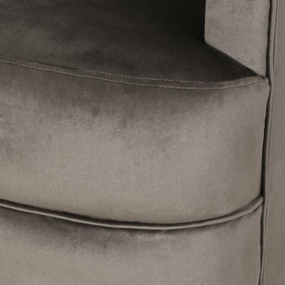 Gray Velvet Upholstered Club Armchair with Solid Wood Frame