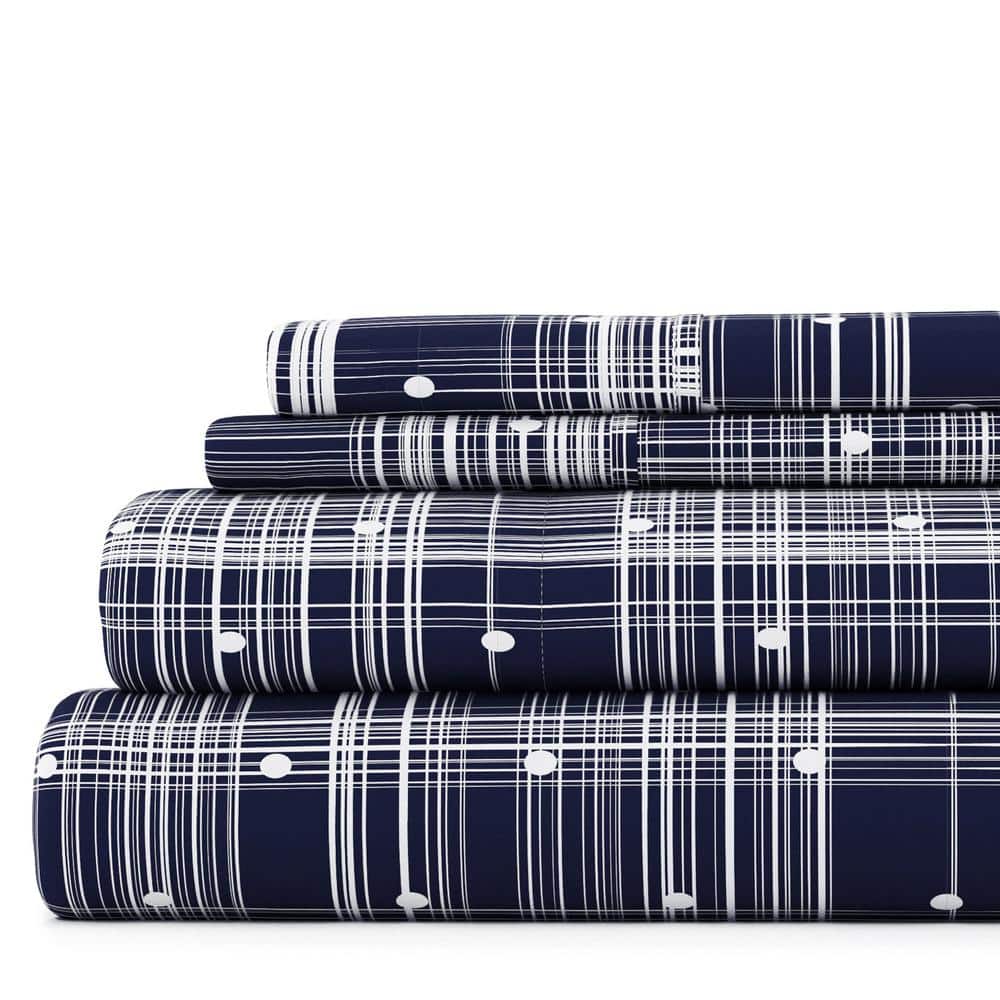 4-Piece Navy Geometric Microfiber King Sheet Set price history on PriceWatchPro