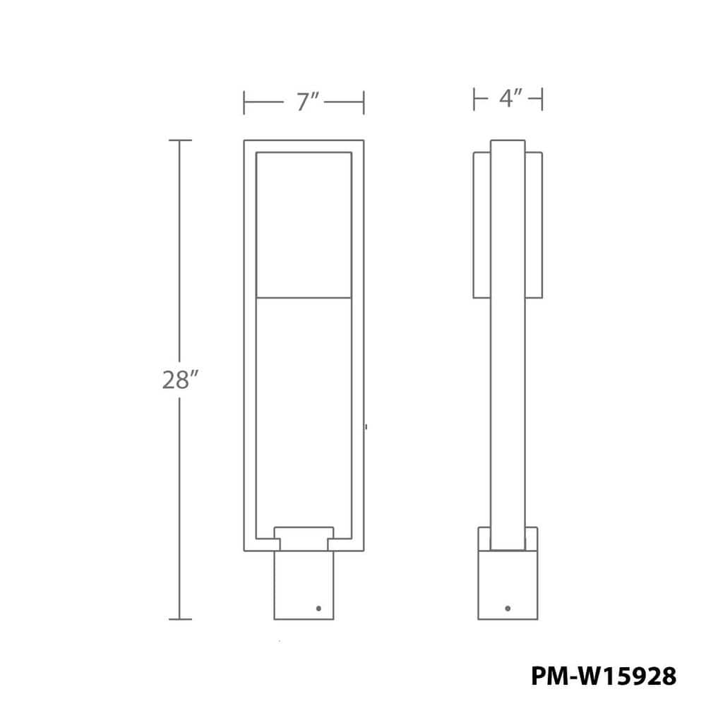 Black Modern LED Outdoor Post Light with 16W Bulb