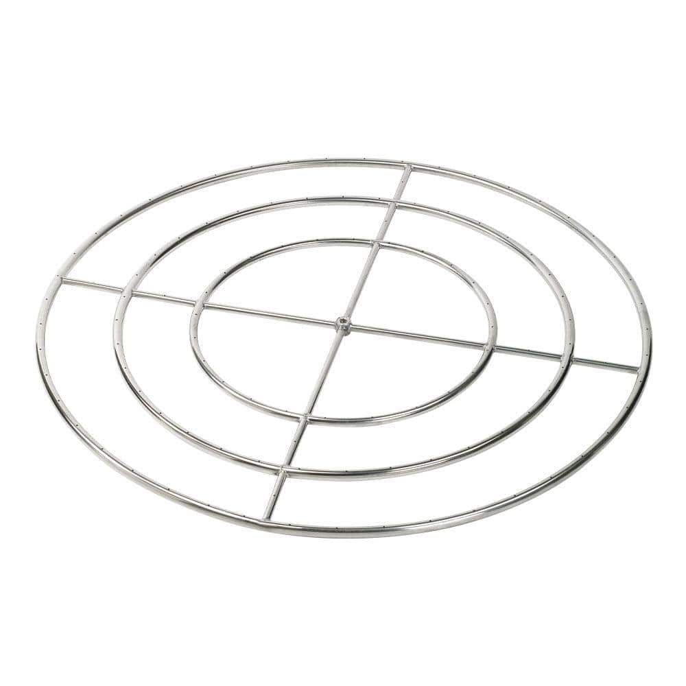 American Fire Glass 48 in. Triple-Ring 304. Stainless Steel Fire Pit Ring Burner, 3/4 in. Inlet