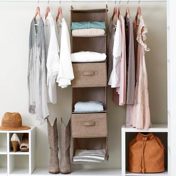 Household Essentials Wide Closet Organizer Linen Drawers, 2 Pack - Latte