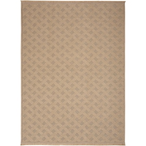 Washable Jute Natural 4 ft. x 6 ft.Geometric Basketweave Contemporary Area Rug