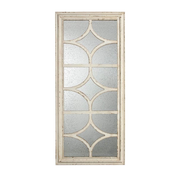 Cream 27.5 in. W x 59 in. H Vintage Rectangle MDF Framed Mirror