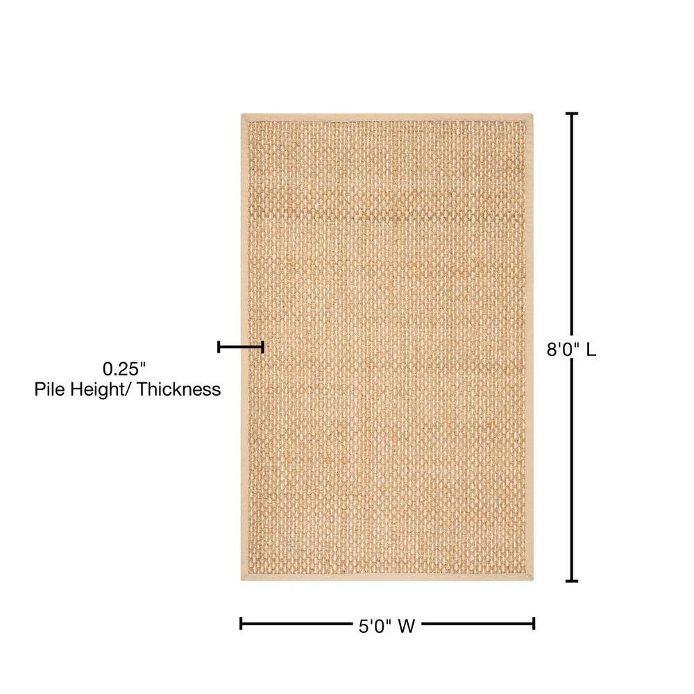 Beige Cotton Hand-Knotted Non-Slip Area Rug, 5'x8'