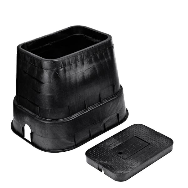 14 in. X 19 in. Rect. Std. Series Meter Box & Drop-in Cover, Black Box, Black Cover with Reader Door, Water Meter