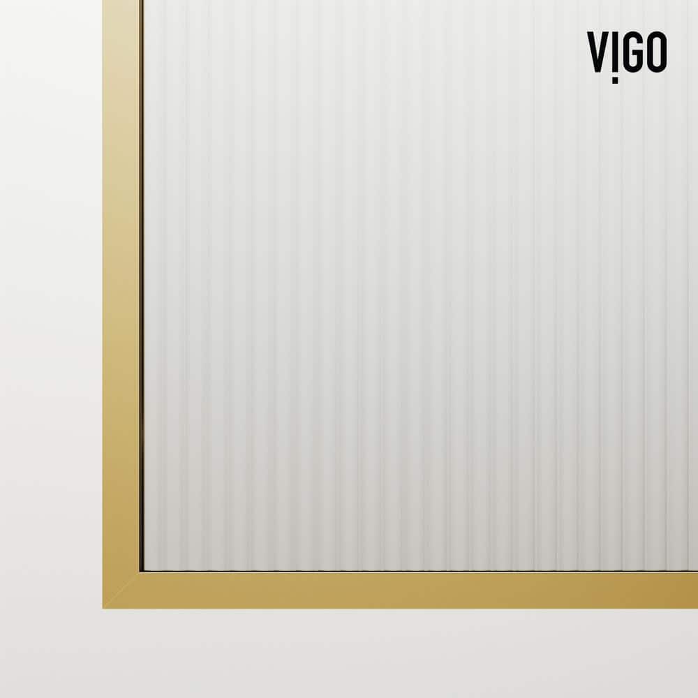 Zenith 34" Matte Gold Frameless Fluted Glass Shower Screen