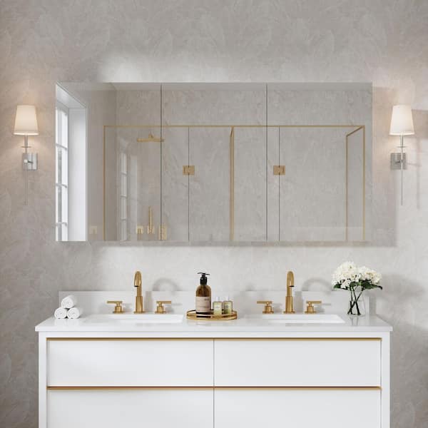 60 in. W x 30 in. H Rectangular Aluminum Recessed/Surface Mount Medicine Cabinet with Mirror