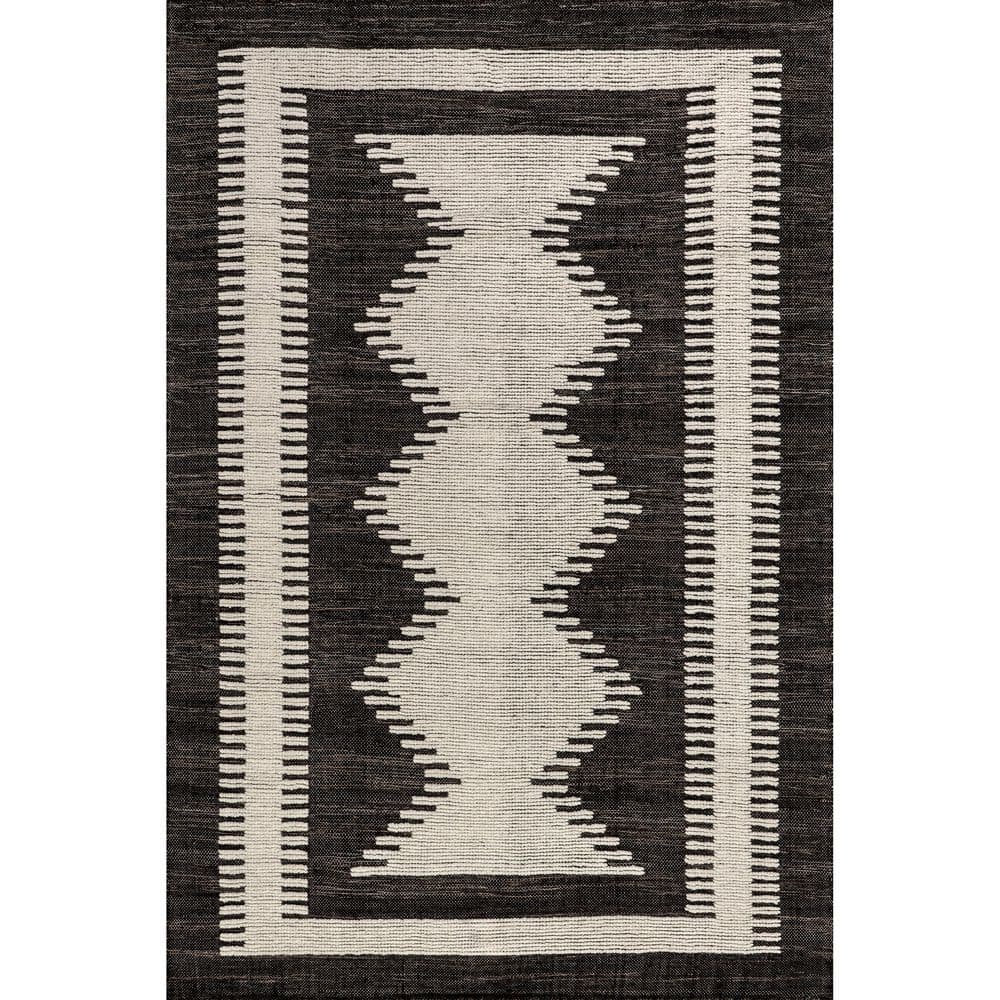 RUGS USA Sante Fe Southwestern Wool Blend Black 5 ft. x 8 ft. Indoor ...