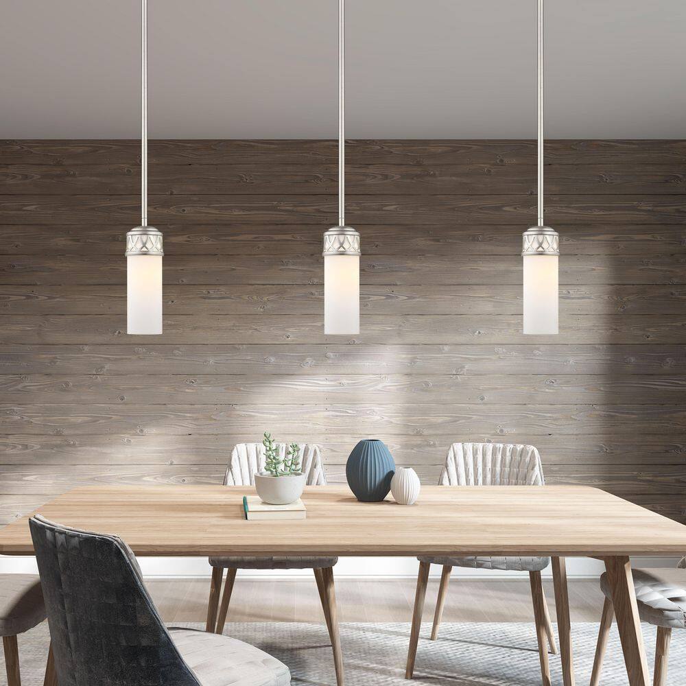Elegant Brushed Nickel Mini Pendant with Satin White Glass Shade