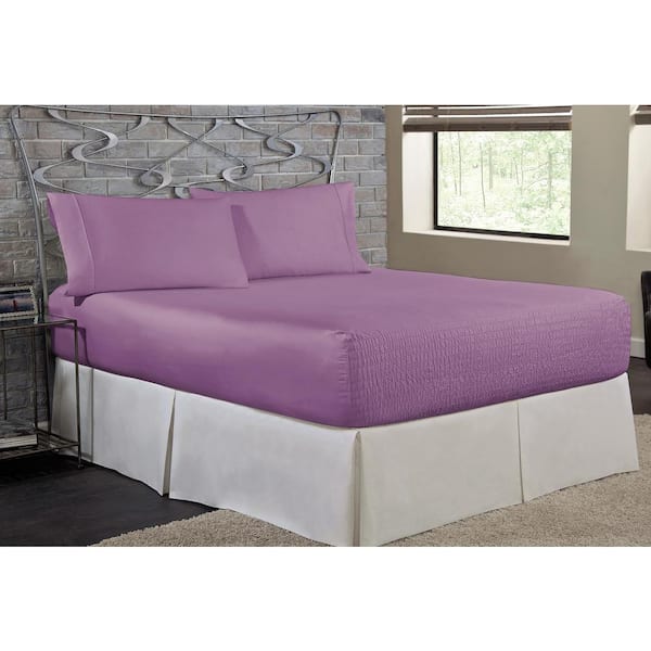 Bed Title Bed Tite Microfiber 3-Piece Lilac Solid 200 Thread Count Microfiber Twin Sheet Set