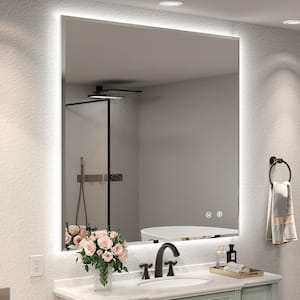 36 in. W x 36 in. H Square Frameless Wall Mount Bathroom Vanity Mirror with LED Backlight 3 Colors Dimmable