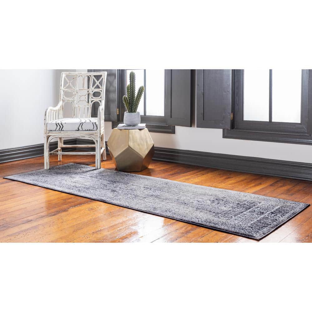 Brighton Bushwick Plush Gray Runner Rug 2'7" x 8'2"